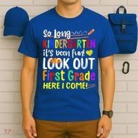 So Long Kindergarten Here I Come 1 Grade Graduation Fun T-Shirt thumb 6