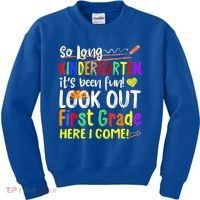 So Long Kindergarten Here I Come 1 Grade Graduation Fun Kids Sweatshirt thumb 0