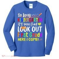 So Long Kindergarten Here I Come 1 Grade Graduation Fun Kids Long Sleeve Shirt thumb 0