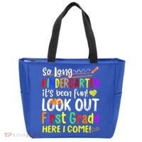 So Long Kindergarten Here I Come 1 Grade Graduation Fun Tote Bag thumb 0