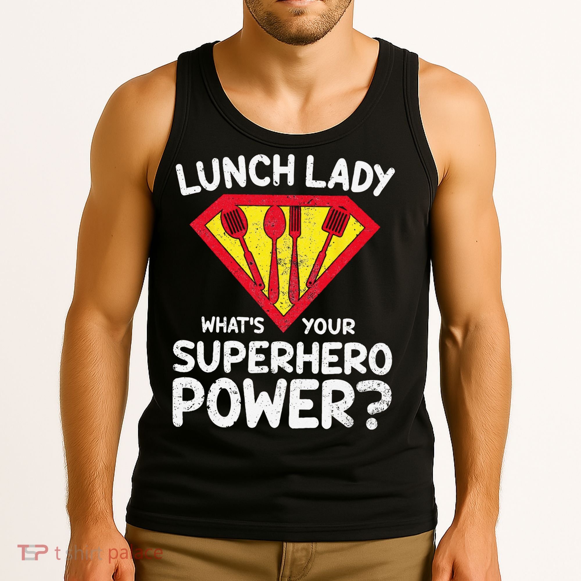 Superhero Lunch Lady Back to School Novelty Tank Top