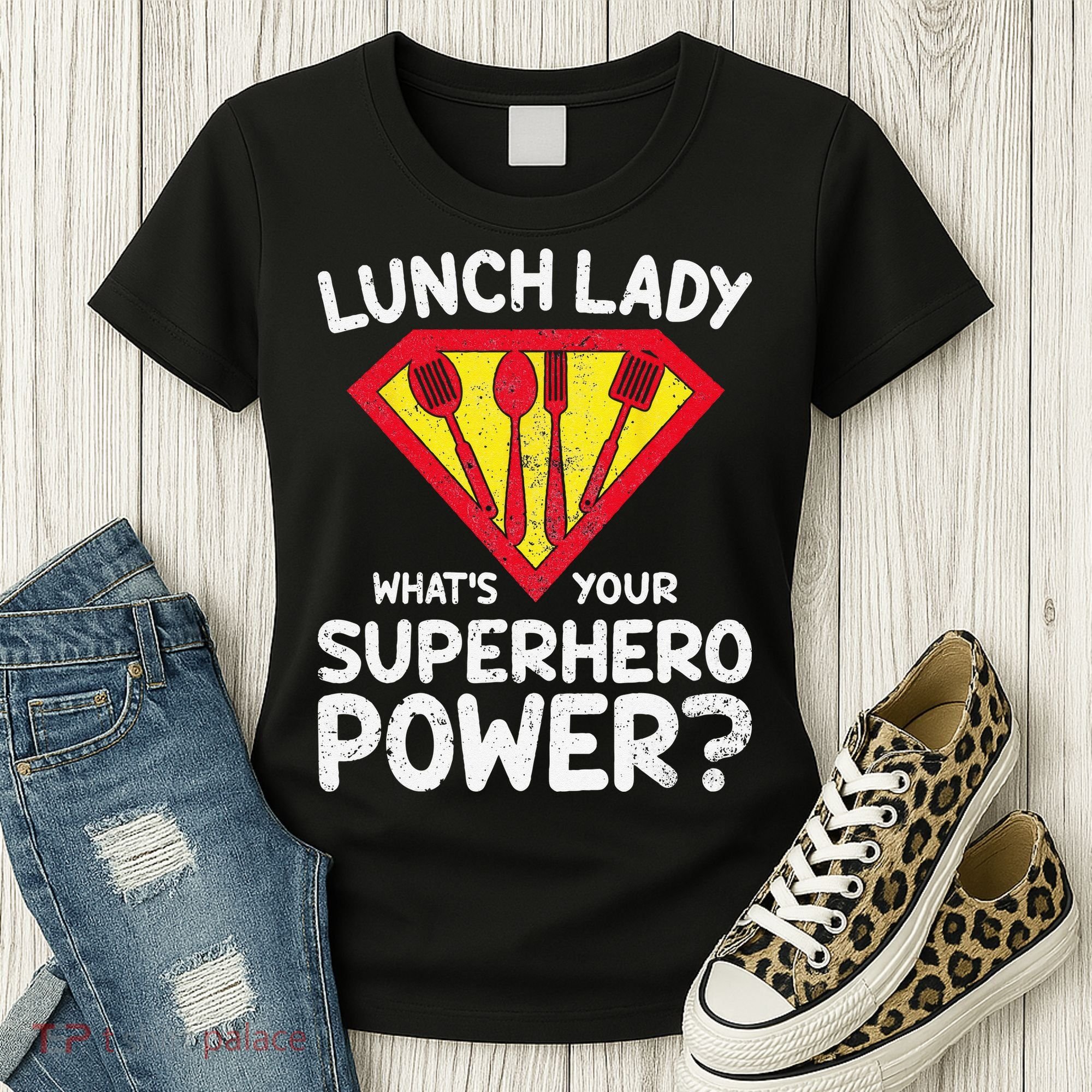 Superhero Lunch Lady Back to School Novelty Women's T-Shirt