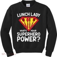 Superhero Lunch Lady Back to School Novelty Kids Sweatshirt thumb 0