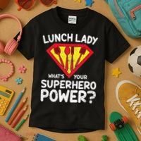 Superhero Lunch Lady Back to School Novelty Kids T-Shirt thumb 3