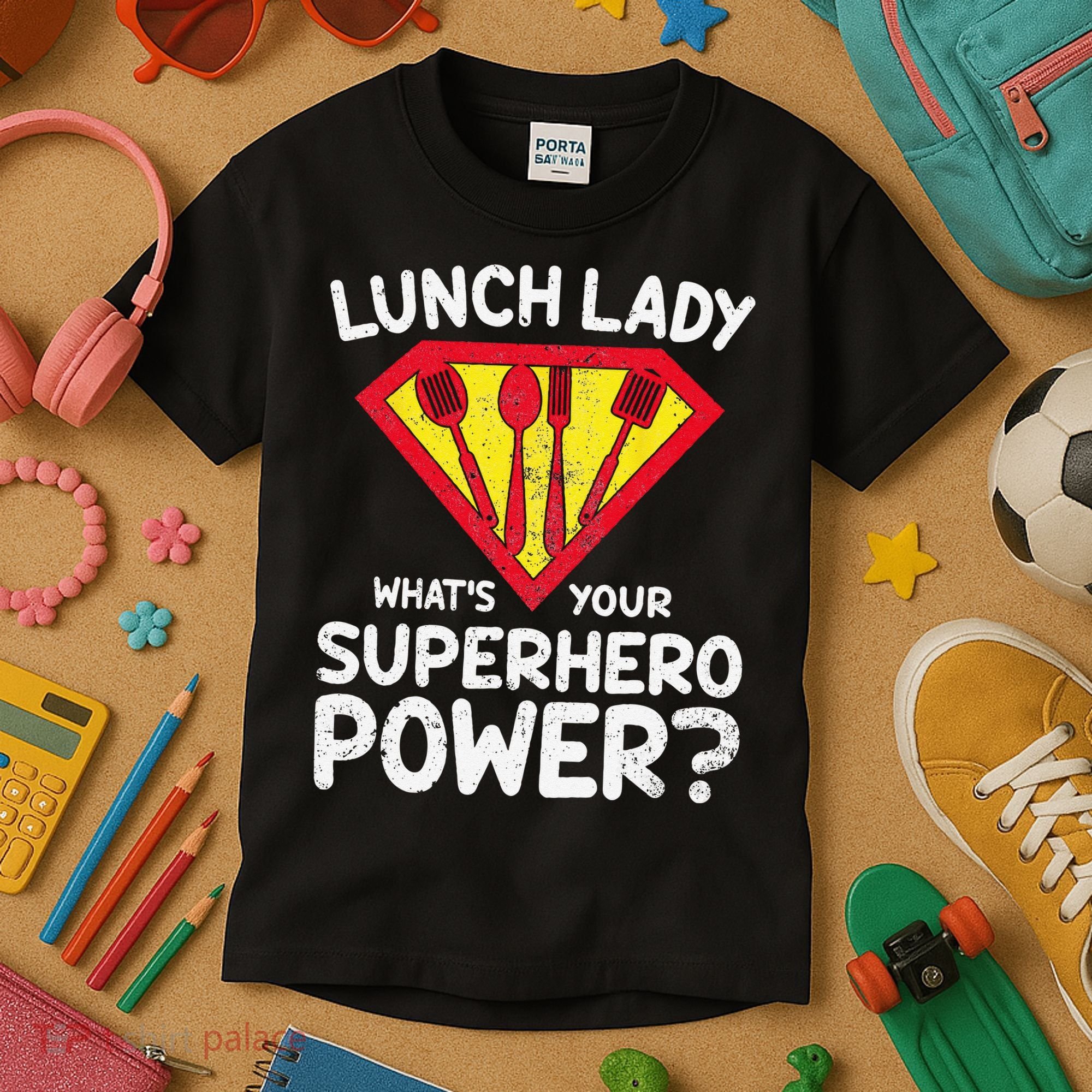 Superhero Lunch Lady Back to School Novelty Kids T-Shirt
