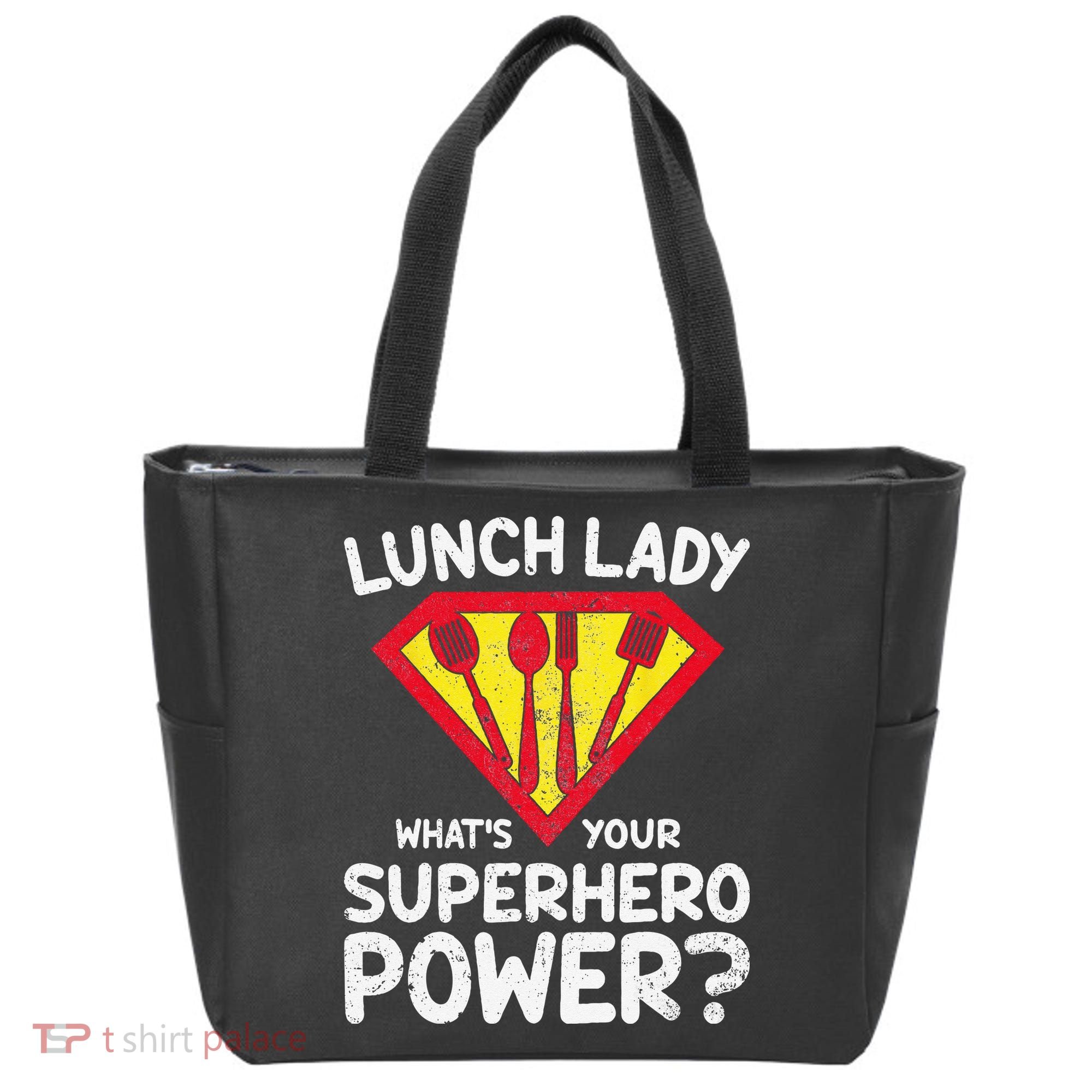 Superhero Lunch Lady Back to School Novelty Tote Bag