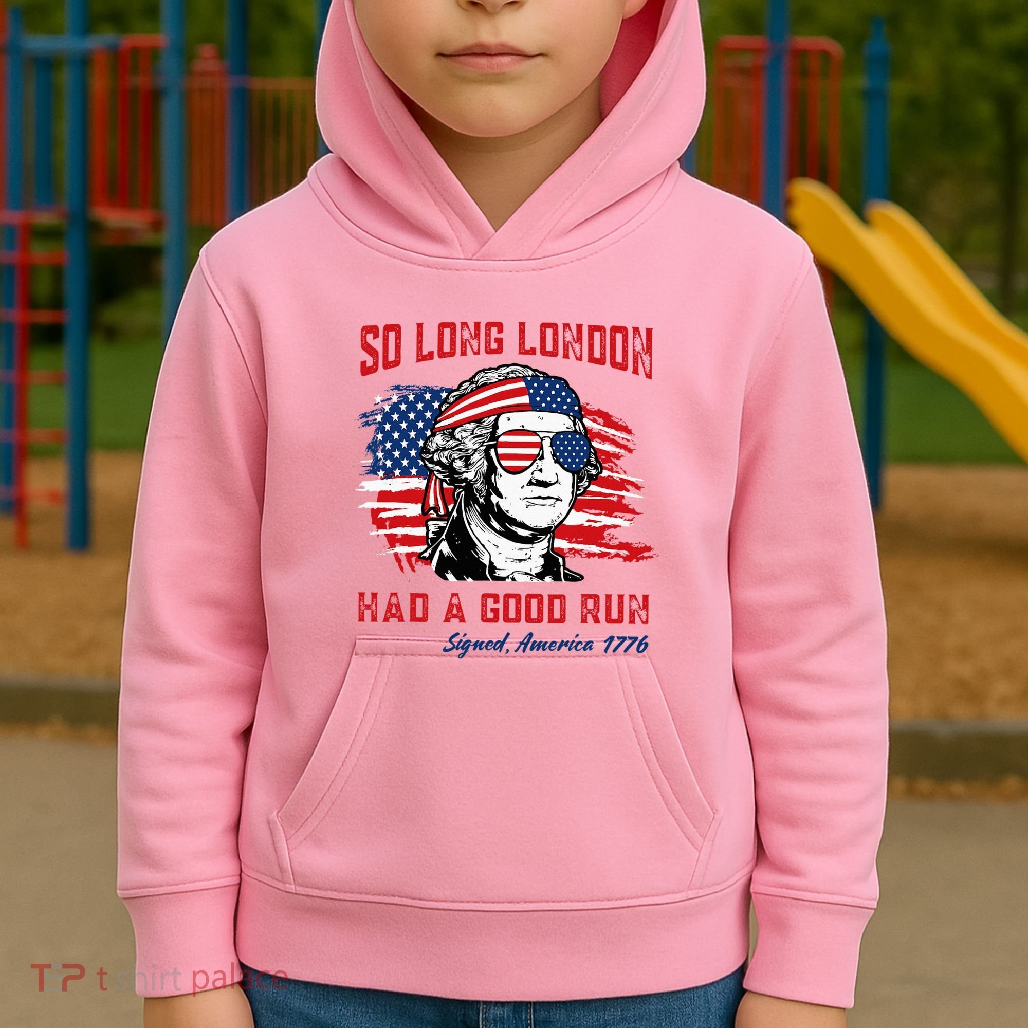 So Long London George Washington Patriotic Kids Hoodie