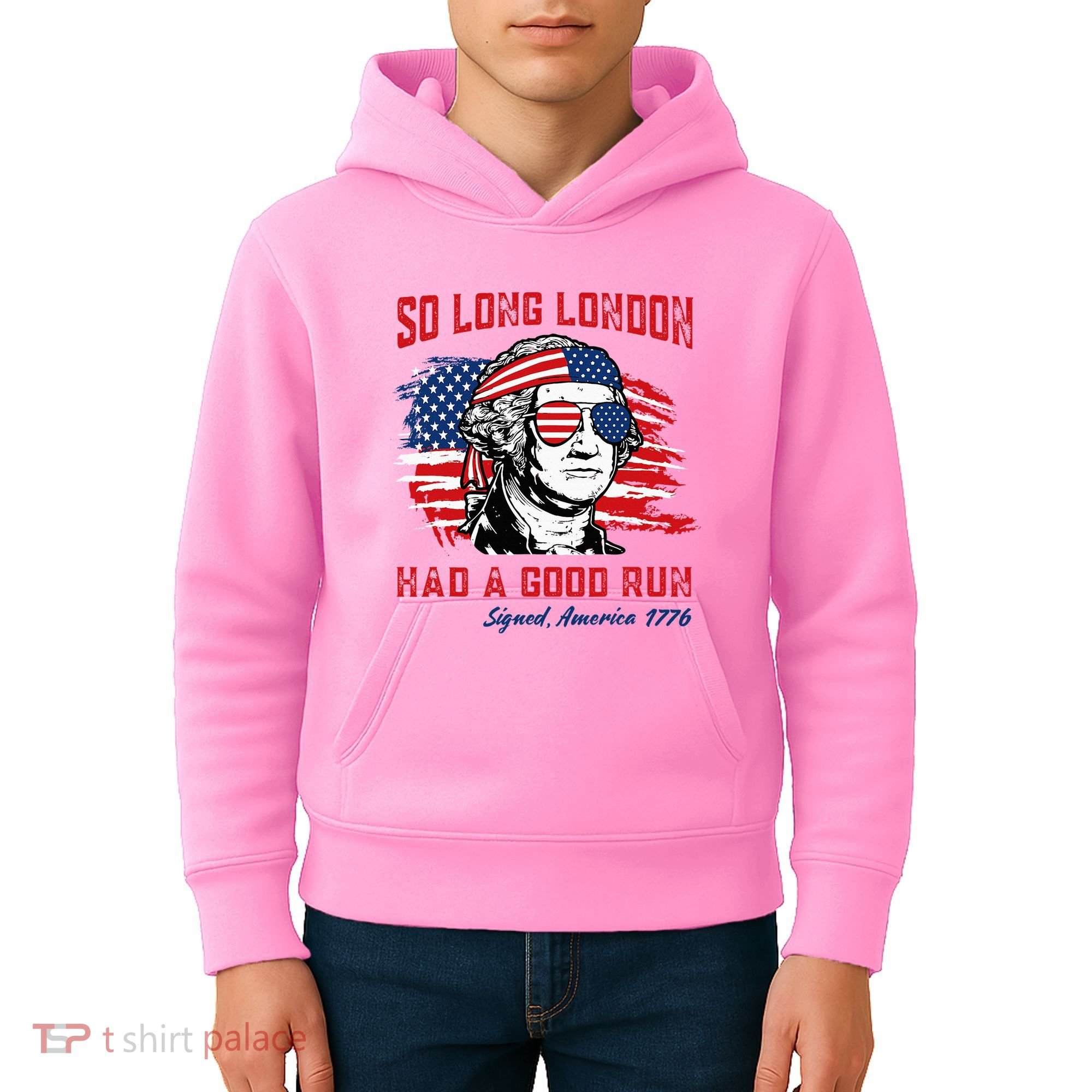 So Long London George Washington Patriotic Kids Hoodie