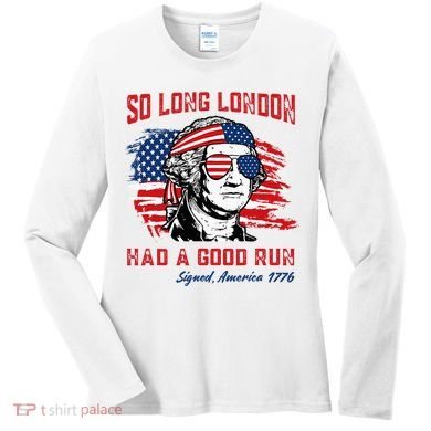 So Long London George Washington Patriotic Women's Long Sleeve Shirt
