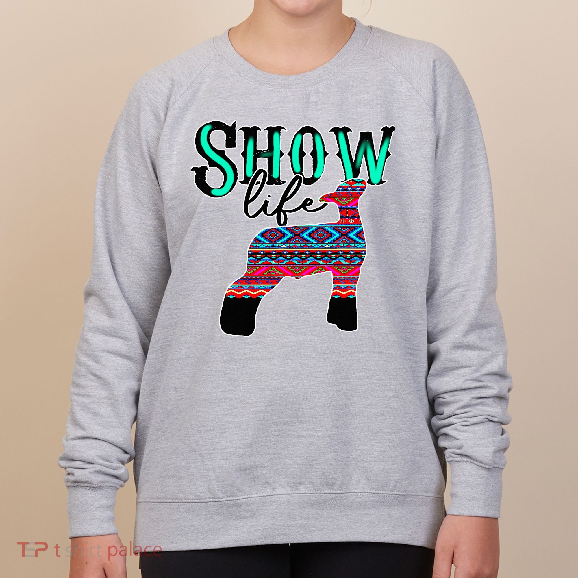 Show Life Livestock Lamb Show Market Aztec Serape Women's Sweatshirt