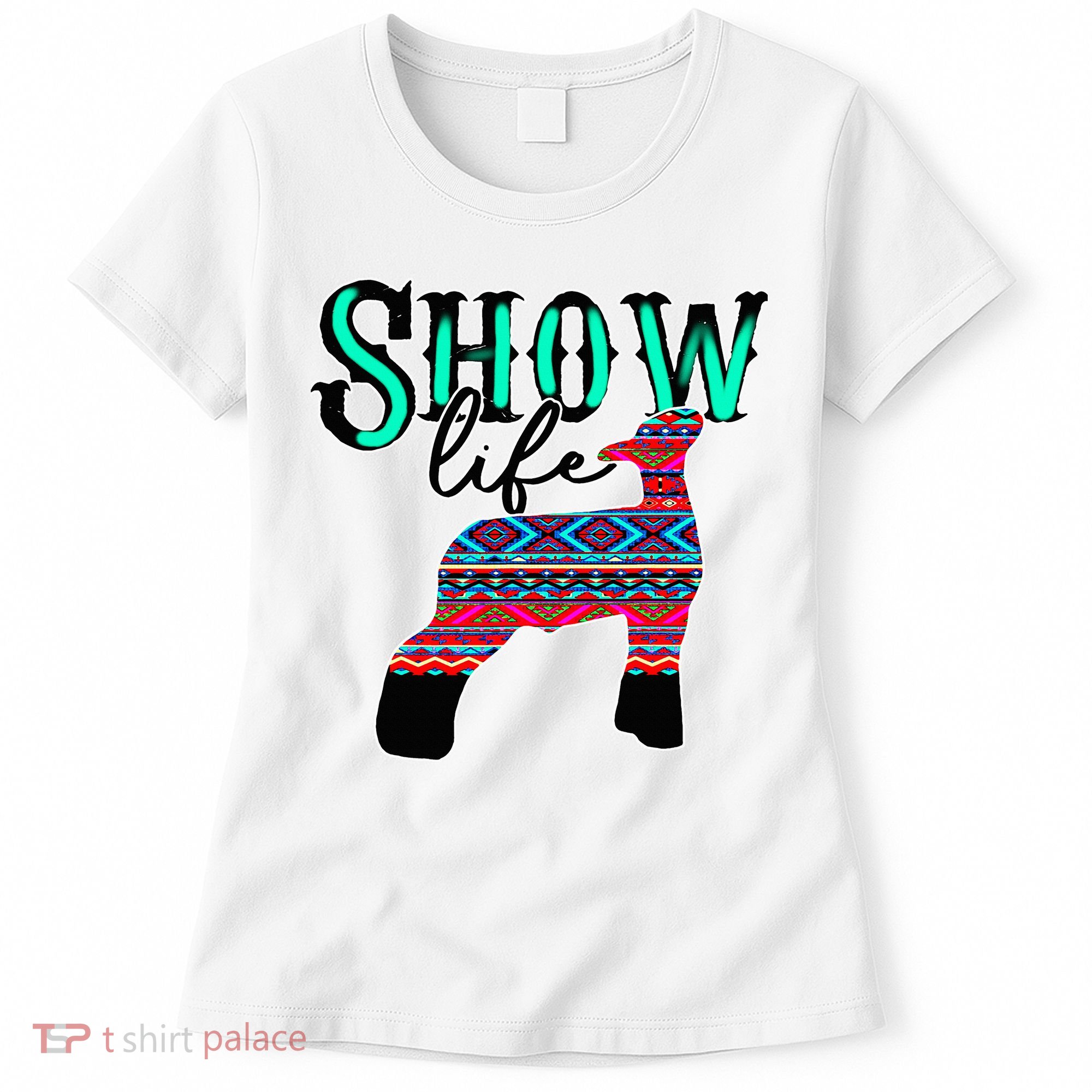 Show Life Livestock Lamb Show Market Aztec Serape Women's T-Shirt