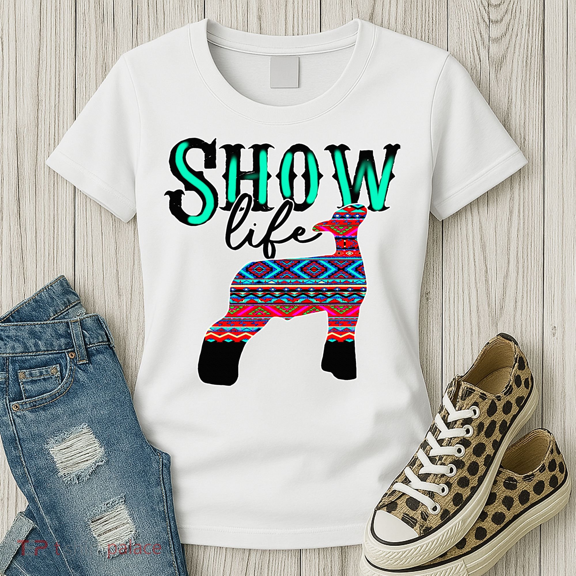 Show Life Livestock Lamb Show Market Aztec Serape Women's T-Shirt