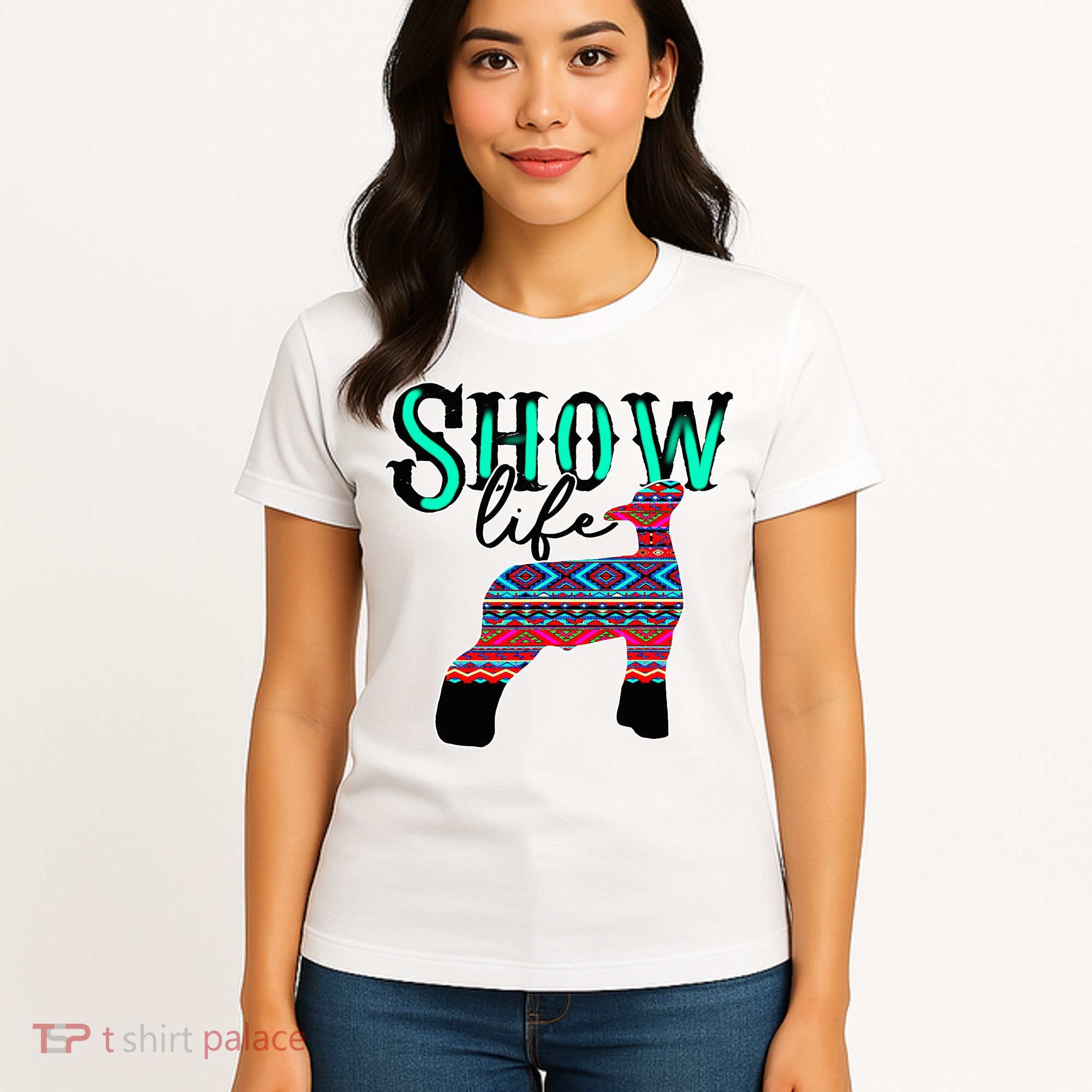 Show Life Livestock Lamb Show Market Aztec Serape Women's T-Shirt