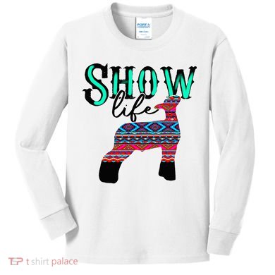 Show Life Livestock Lamb Show Market Aztec Serape Kids Long Sleeve Shirt