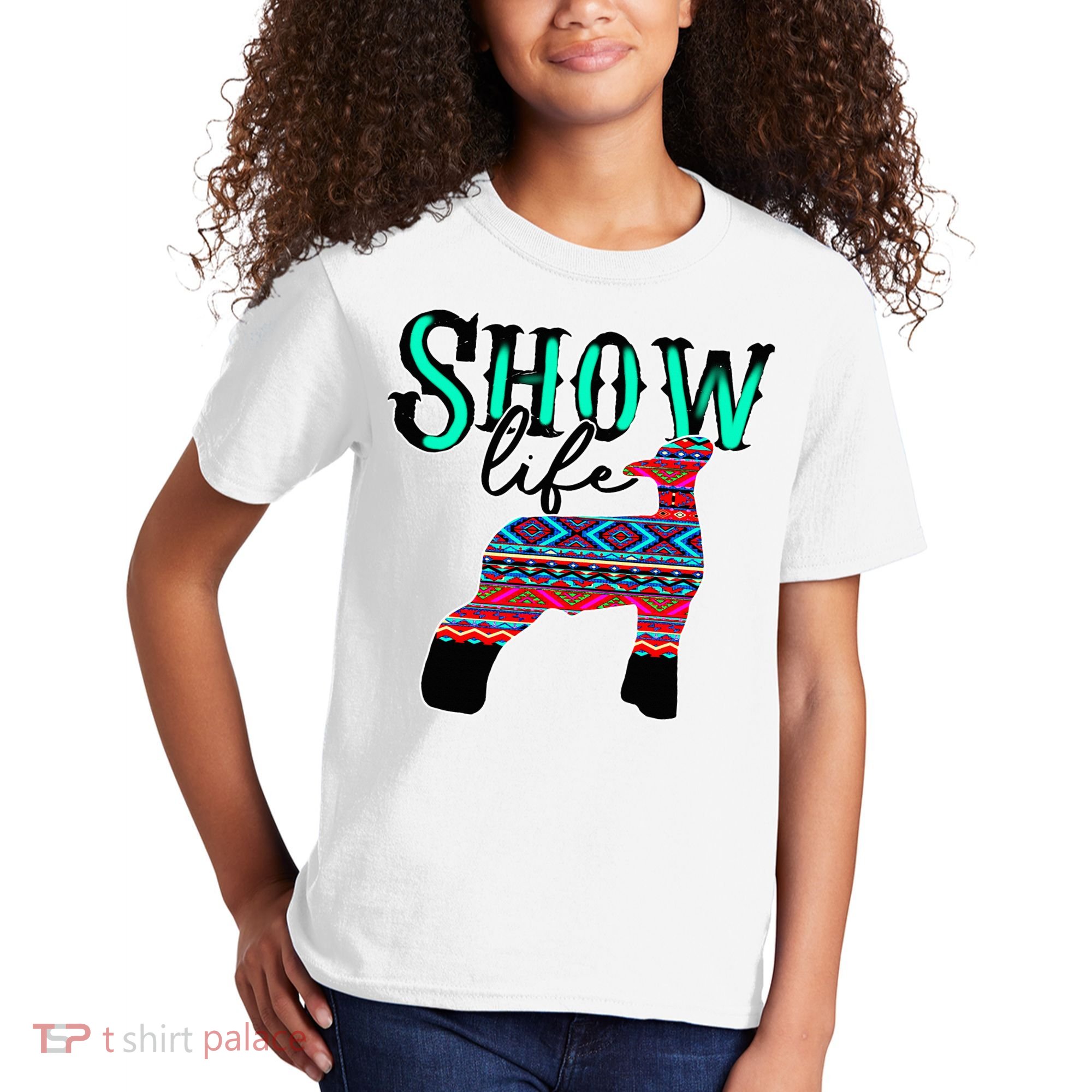 Show Life Livestock Lamb Show Market Aztec Serape Kids T-Shirt