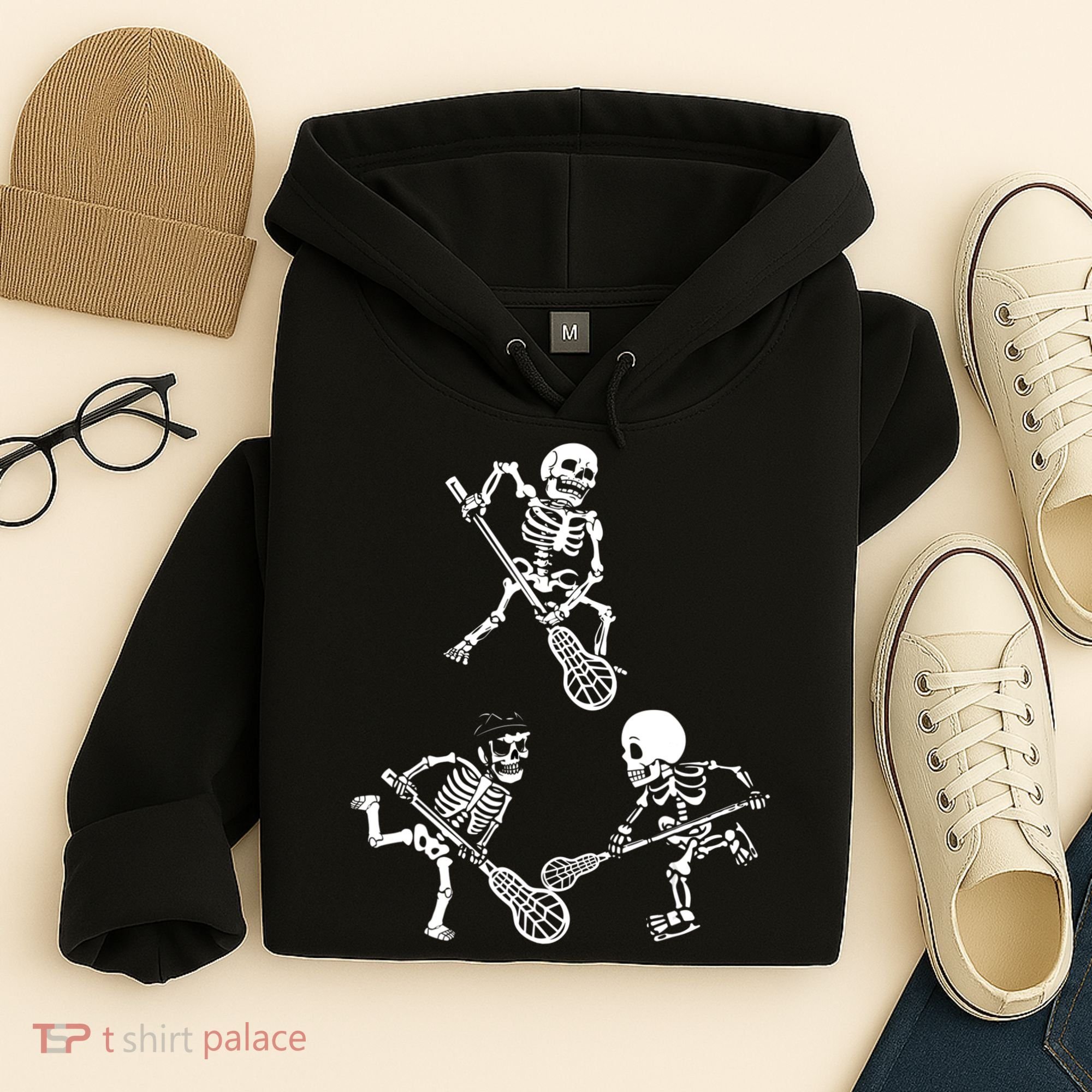 Skeleton Lacrosse Lover Spooky Vibes Halloween Costume Hoodie