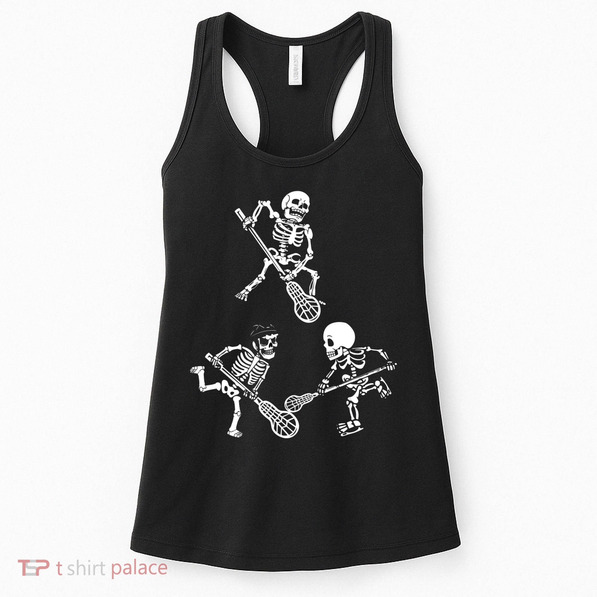 Skeleton Lacrosse Lover Spooky Vibes Halloween Costume Women's Tank Top