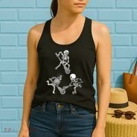 Skeleton Lacrosse Lover Spooky Vibes Halloween Costume Women's Tank Top thumb 2