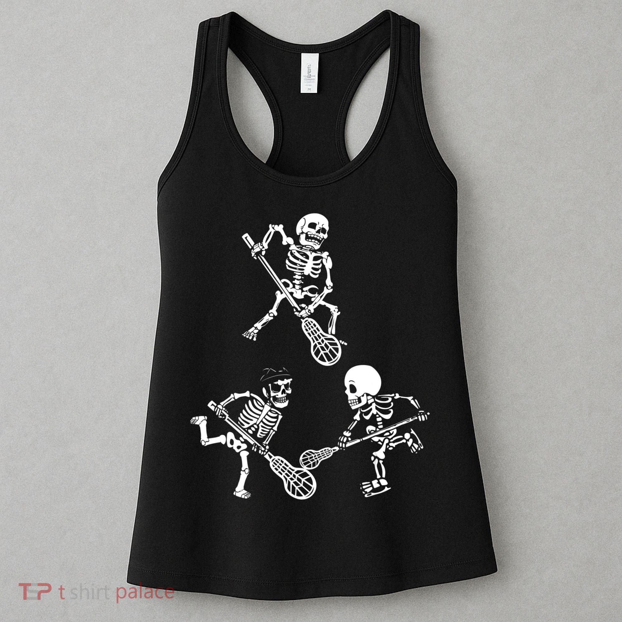 Skeleton Lacrosse Lover Spooky Vibes Halloween Costume Women's Tank Top