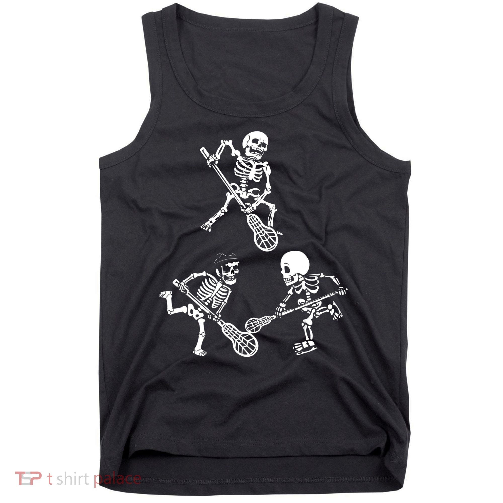 Skeleton Lacrosse Lover Spooky Vibes Halloween Costume Tank Top