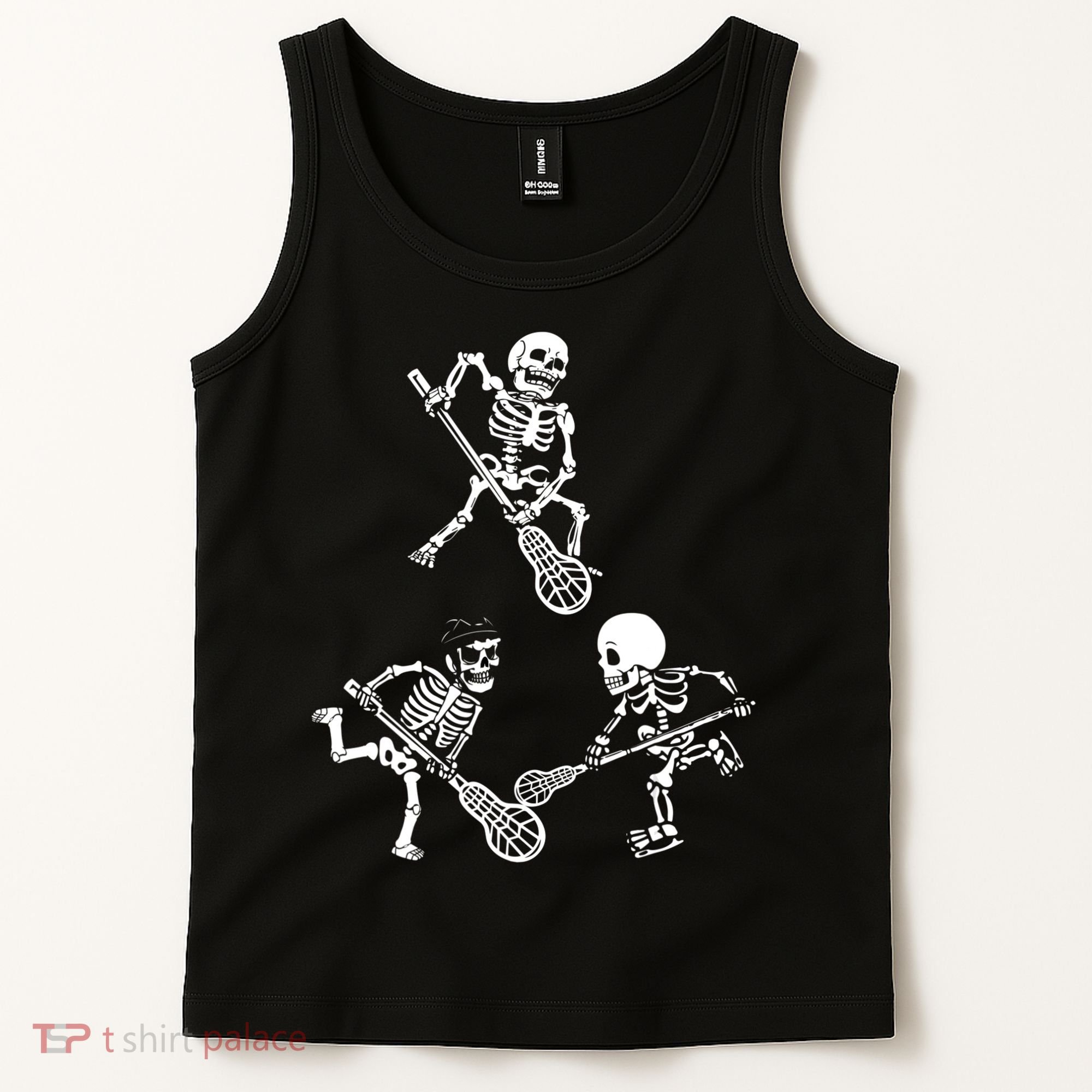 Skeleton Lacrosse Lover Spooky Vibes Halloween Costume Tank Top