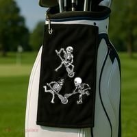 Skeleton Lacrosse Lover Spooky Vibes Halloween Costume Golf Towel thumb 2