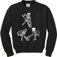 Skeleton Lacrosse Lover Spooky Vibes Halloween Costume Kids Sweatshirt thumb 0