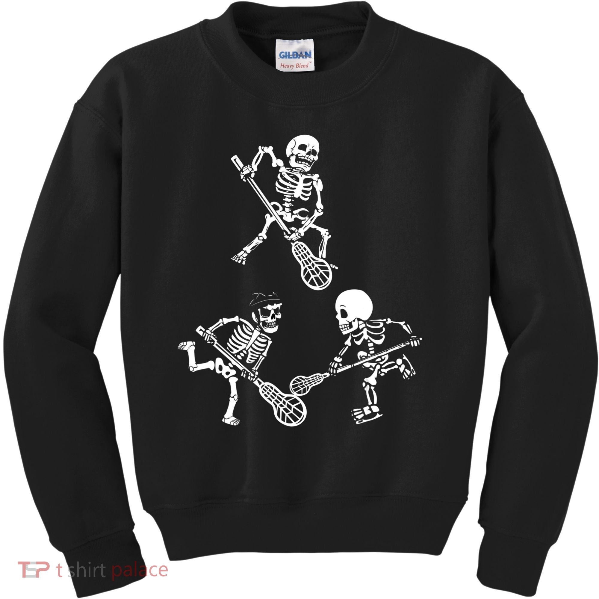 Skeleton Lacrosse Lover Spooky Vibes Halloween Costume Kids Sweatshirt