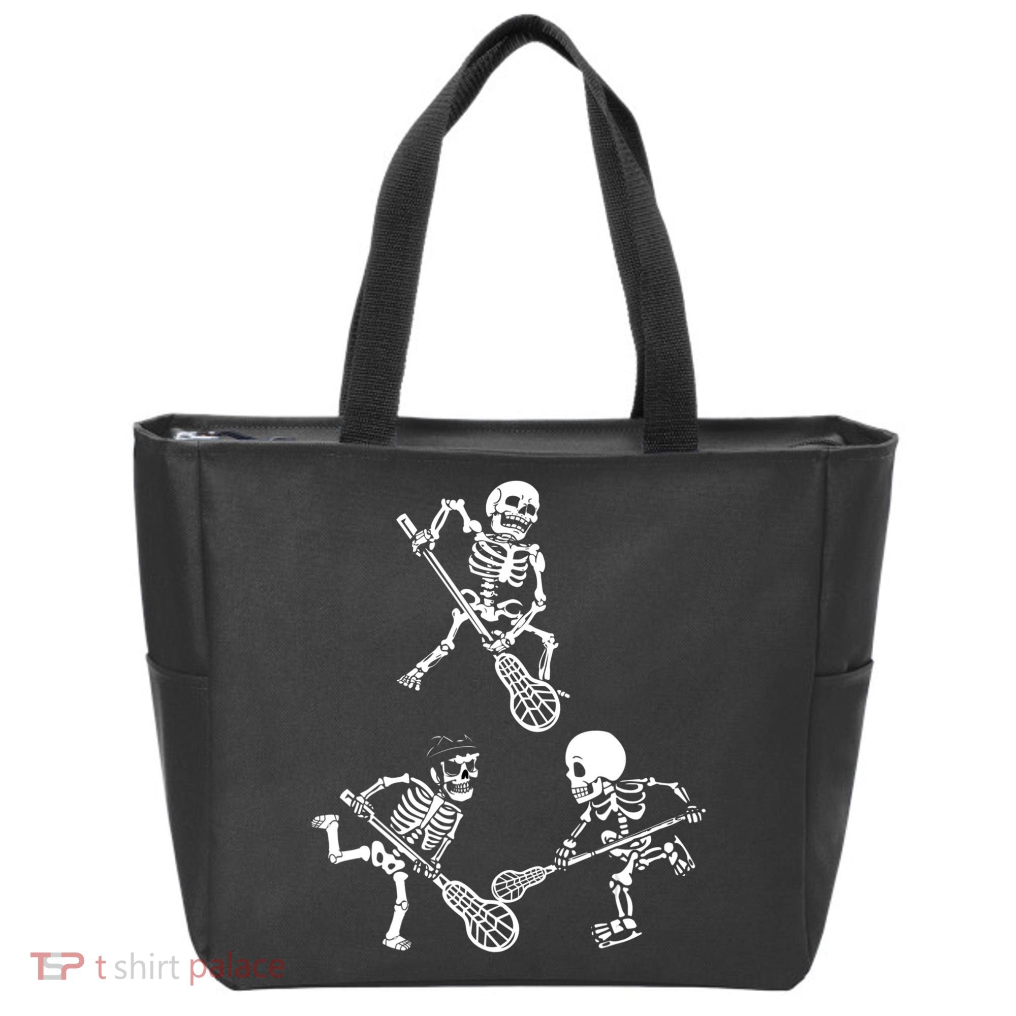 Skeleton Lacrosse Lover Spooky Vibes Halloween Costume Tote Bag