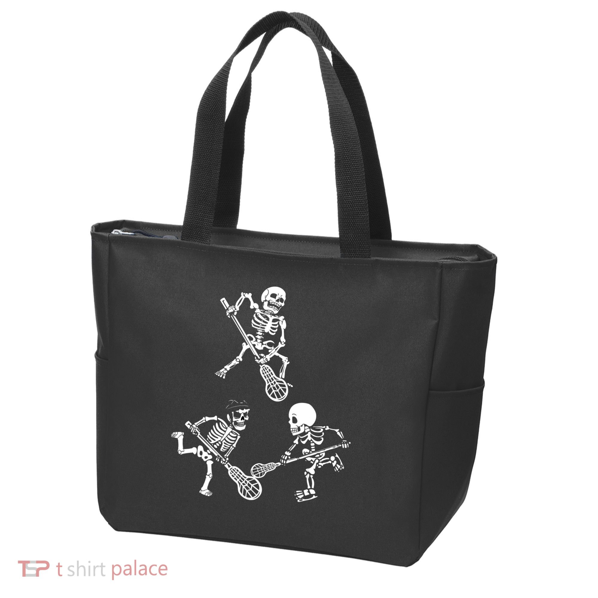 Skeleton Lacrosse Lover Spooky Vibes Halloween Costume Tote Bag