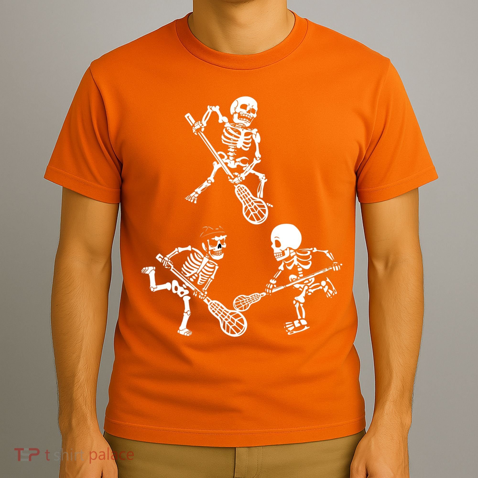 Skeleton Lacrosse Lover Spooky Vibes Halloween Costume T-Shirt