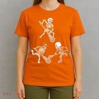 Skeleton Lacrosse Lover Spooky Vibes Halloween Costume T-Shirt thumb 4