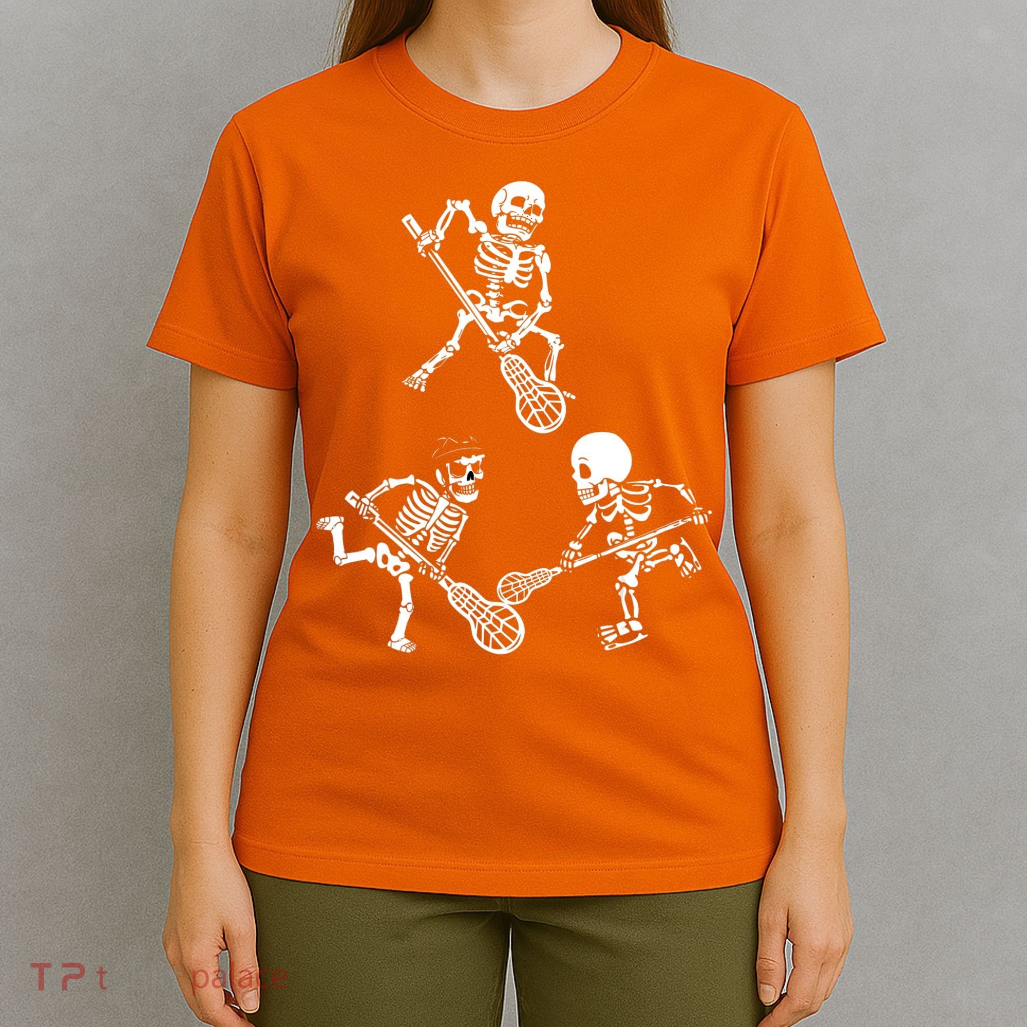 Skeleton Lacrosse Lover Spooky Vibes Halloween Costume T-Shirt