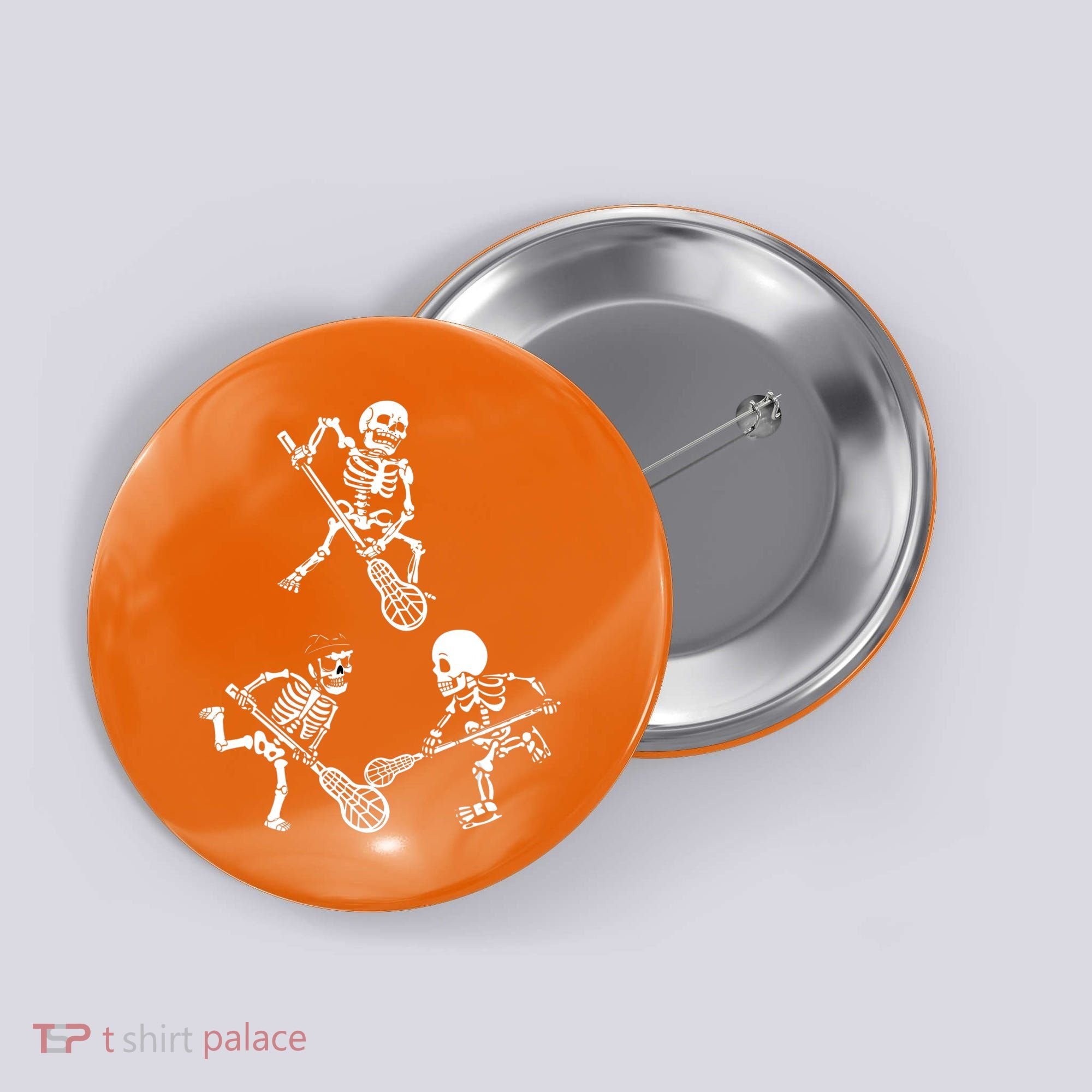 Skeleton Lacrosse Lover Spooky Vibes Halloween Costume Button