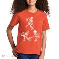 Skeleton Lacrosse Lover Spooky Vibes Halloween Costume Kids T-Shirt thumb 2