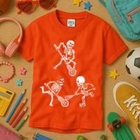 Skeleton Lacrosse Lover Spooky Vibes Halloween Costume Kids T-Shirt thumb 3