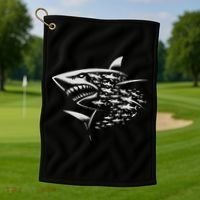 Sharks Lover Marine Biology Science Shark Golf Towel thumb 1
