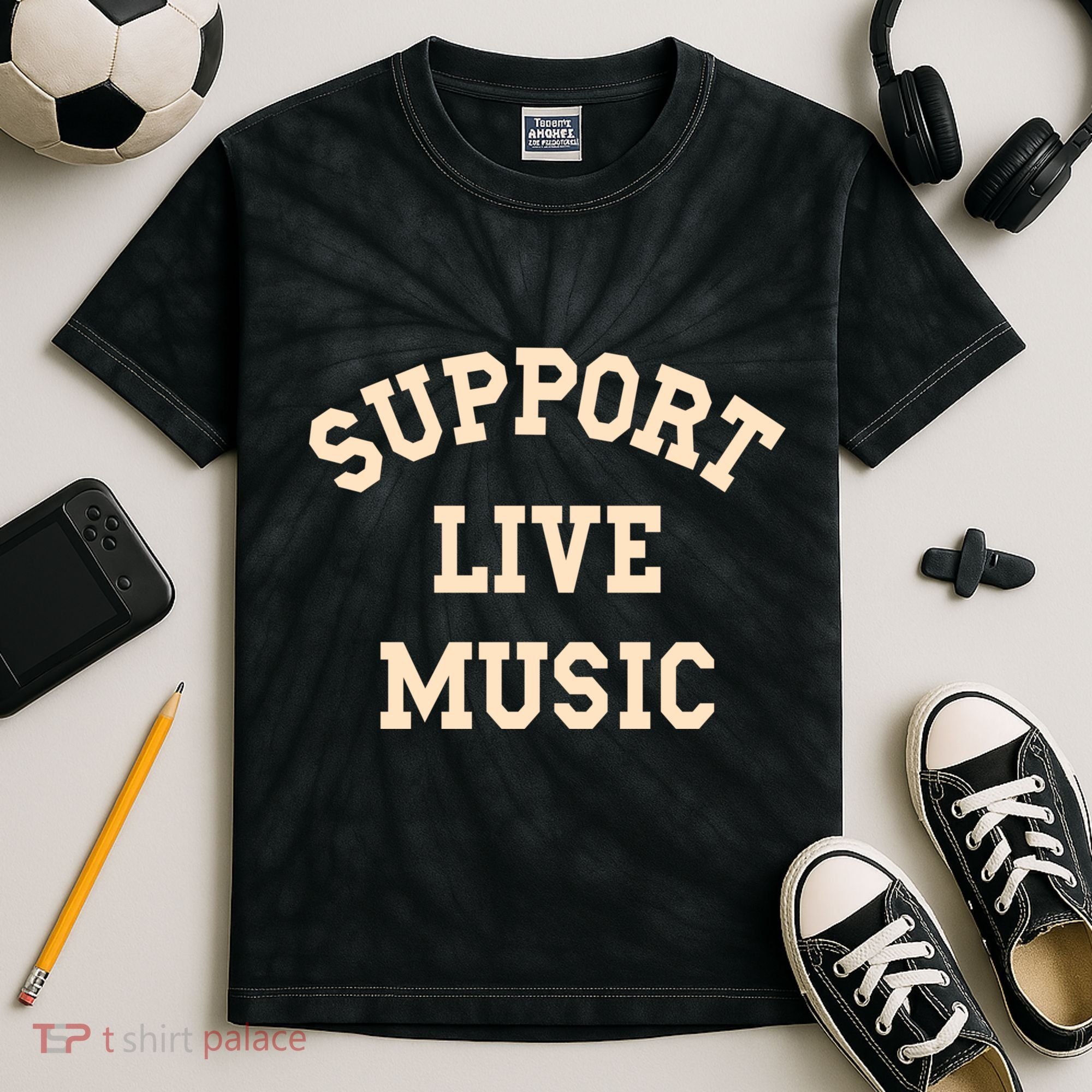 Support Live Music, Musicians Concertgoers Music Lovers Kids Tie-Dye T-Shirt