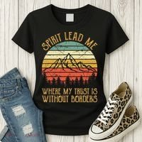 Spirit Lead Me Where My Trust Is Without Border Christian Women's T-Shirt thumb 3