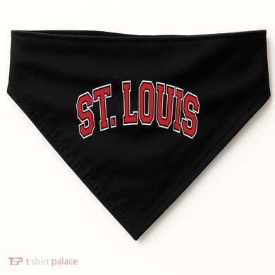 St Louis Missouri Varsity Style Red Text Gift USA-Made Doggie Bandana
