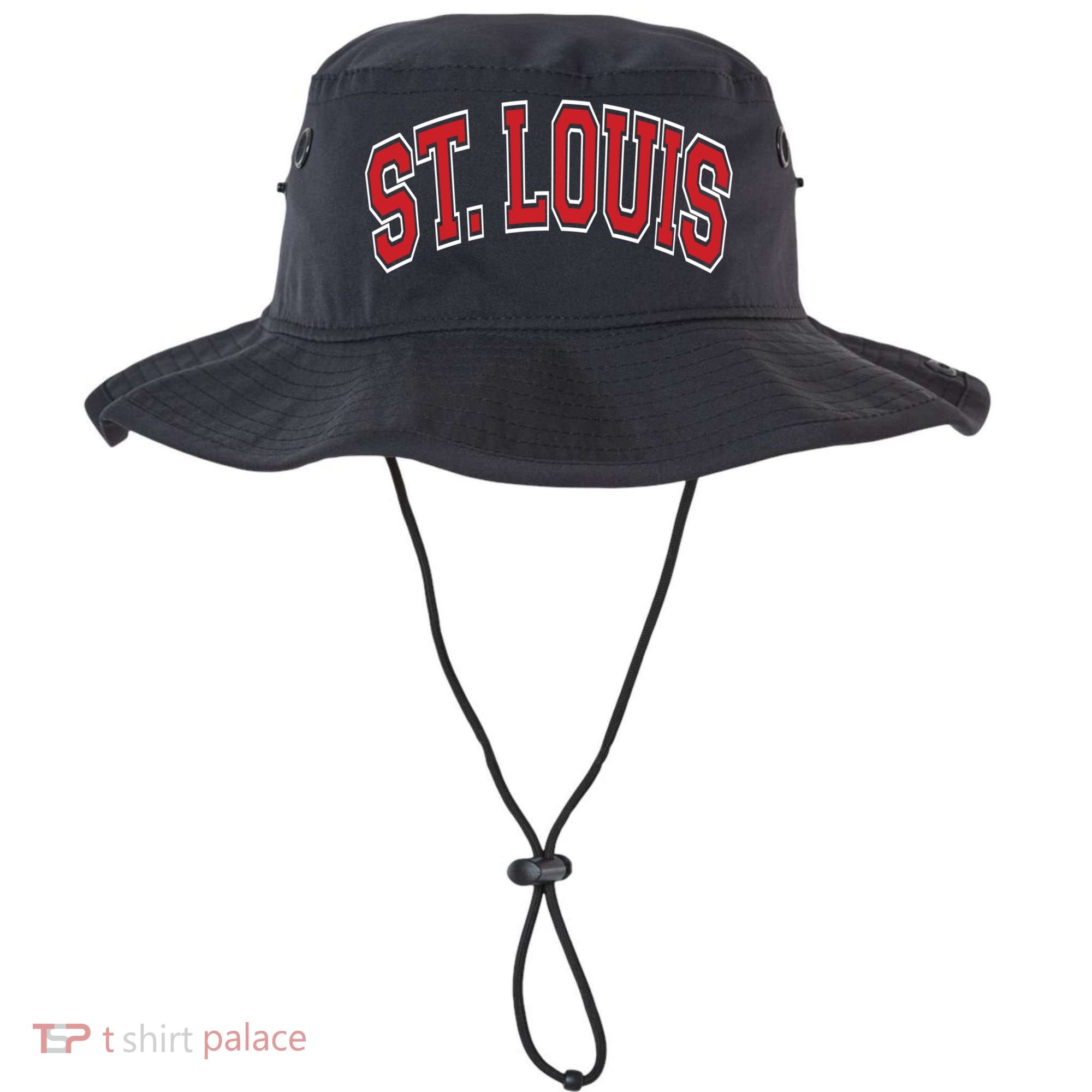 St Louis Missouri Varsity Style Red Text Gift Bucket Hat