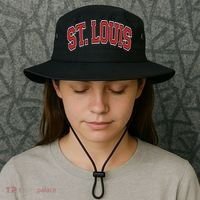 St Louis Missouri Varsity Style Red Text Gift Bucket Hat thumb 3