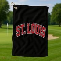 St Louis Missouri Varsity Style Red Text Gift Golf Towel thumb 1