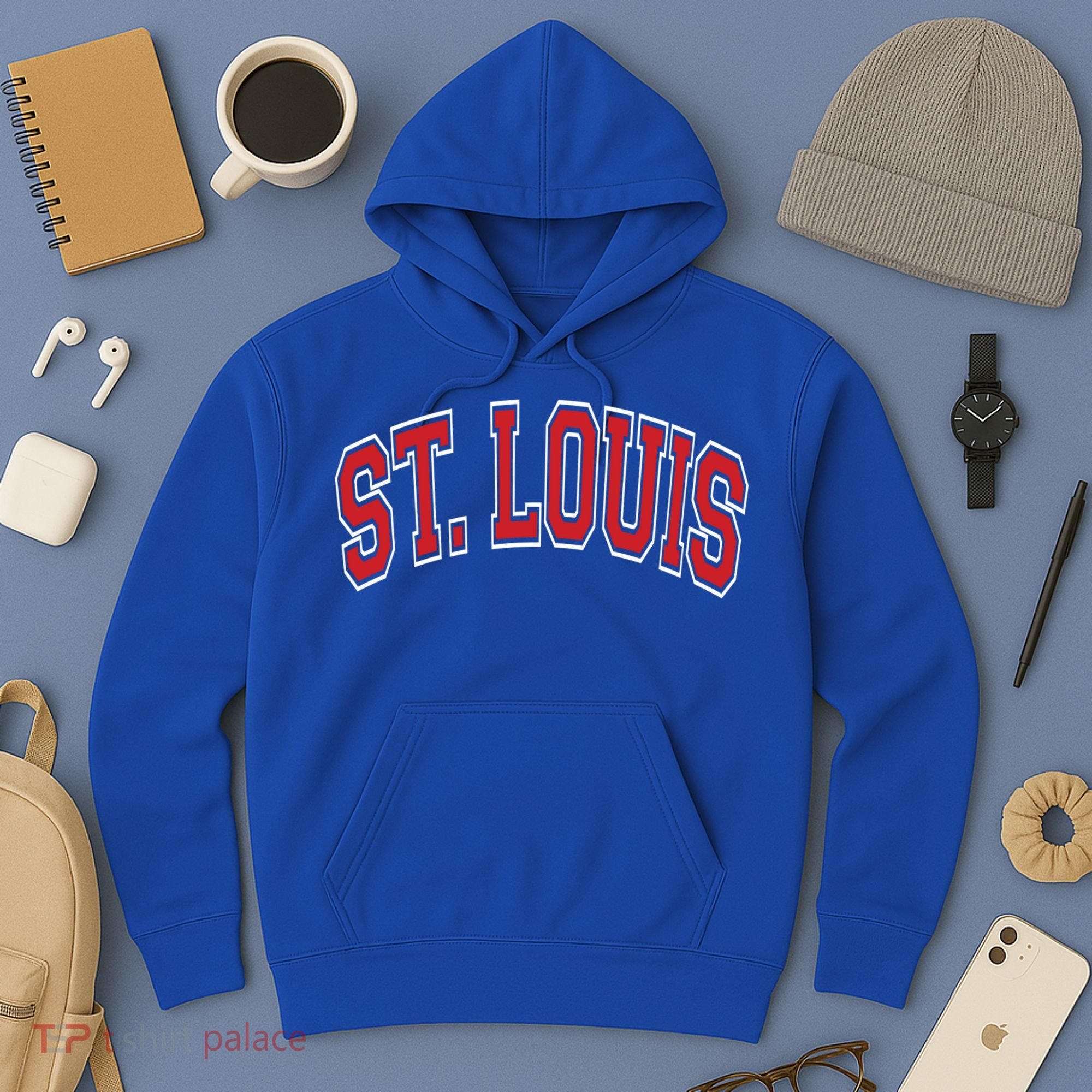 St Louis Missouri Varsity Style Red Text Gift Hoodie