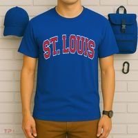 St Louis Missouri Varsity Style Red Text Gift T-Shirt thumb 6