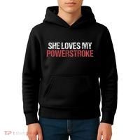 She Loves My Powerstroke Kids Hoodie thumb 4