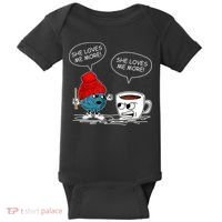 She Loves Me More Crochet Yarn And Coffee Funny Crocheting Baby Bodysuit thumb 0