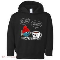 She Loves Me More Crochet Yarn And Coffee Funny Crocheting Toddler Hoodie thumb 0