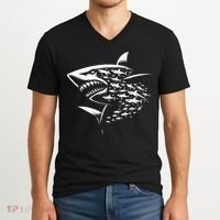 Sharks Lover Marine Biology Science Shark V-Neck T-Shirt thumb 2