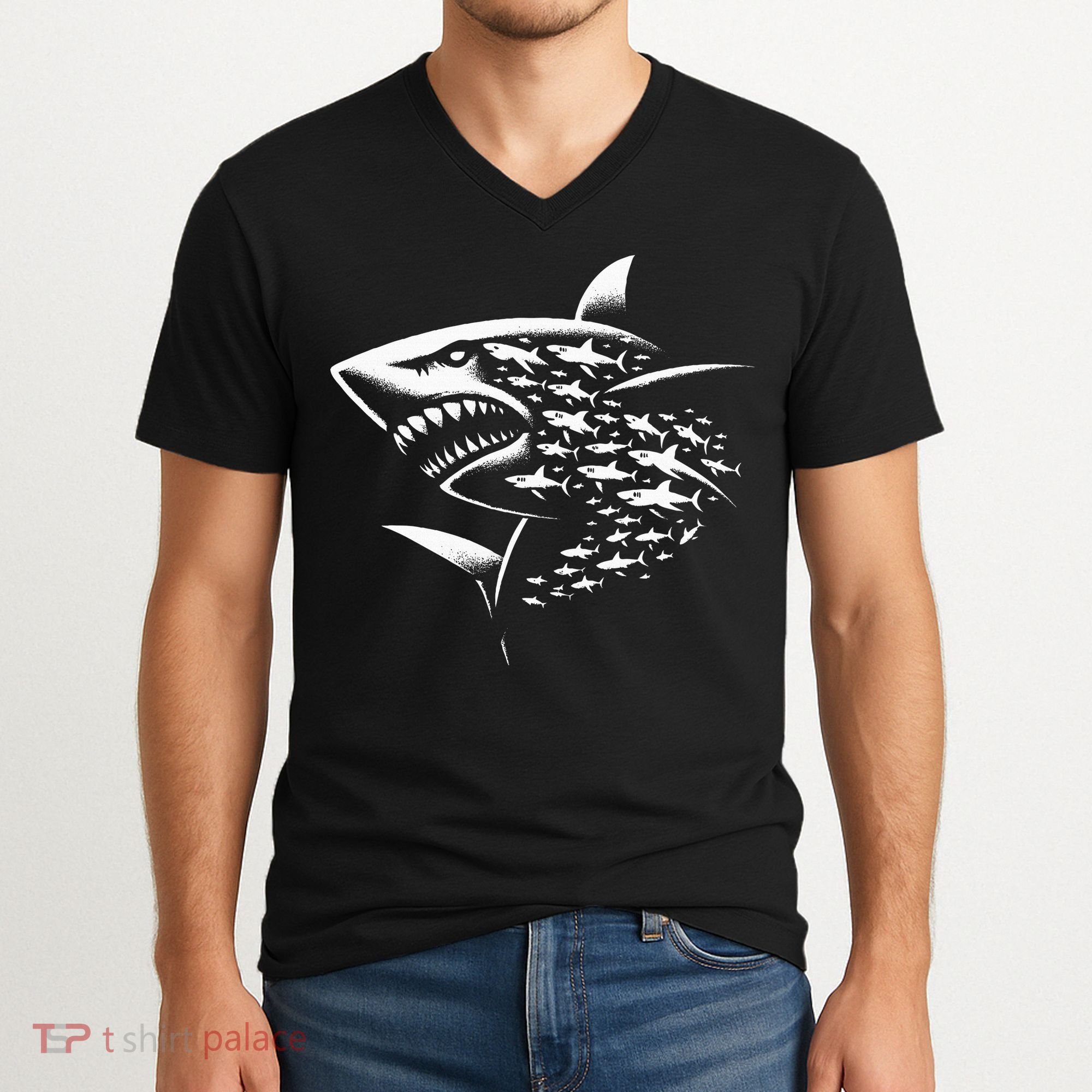 Sharks Lover Marine Biology Science Shark V-Neck T-Shirt